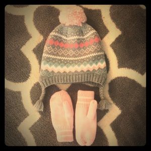 Winter Hat with Matching Mittens